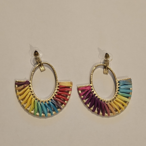 NEW Rainbow Gold Colorful Earrings Bohemian Festival Pride Summer Vacation - Picture 5 of 5